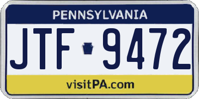 PA license plate JTF9472