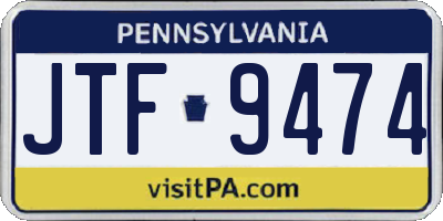 PA license plate JTF9474
