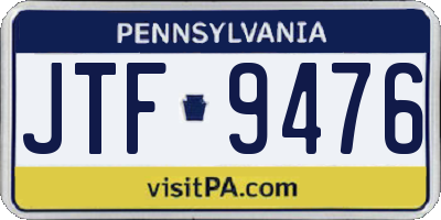PA license plate JTF9476