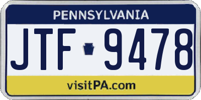 PA license plate JTF9478