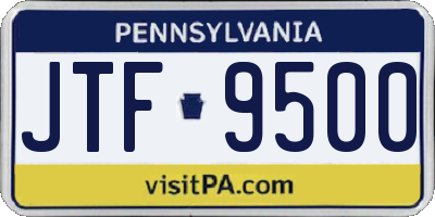 PA license plate JTF9500