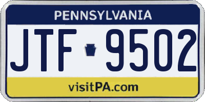 PA license plate JTF9502