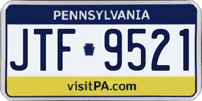 PA license plate JTF9521