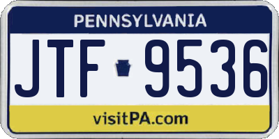 PA license plate JTF9536