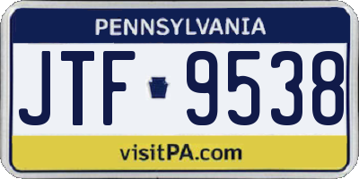 PA license plate JTF9538