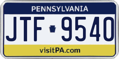 PA license plate JTF9540