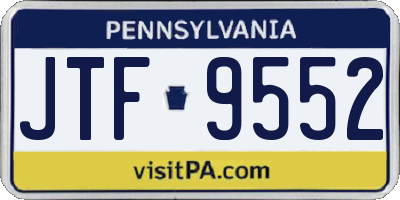 PA license plate JTF9552