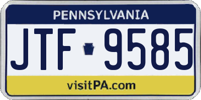 PA license plate JTF9585