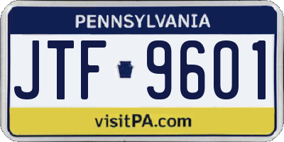 PA license plate JTF9601