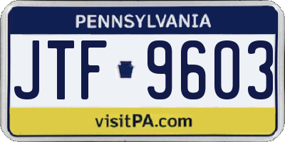 PA license plate JTF9603