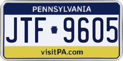 PA license plate JTF9605