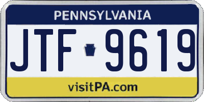 PA license plate JTF9619