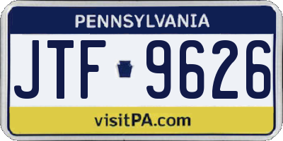PA license plate JTF9626