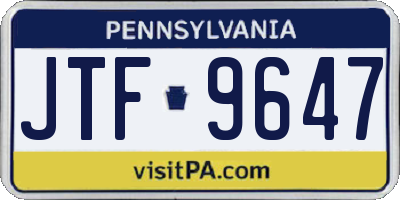 PA license plate JTF9647