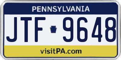 PA license plate JTF9648