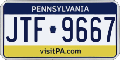 PA license plate JTF9667