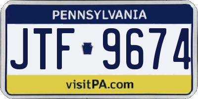 PA license plate JTF9674
