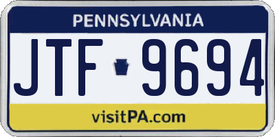 PA license plate JTF9694
