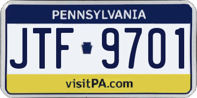 PA license plate JTF9701