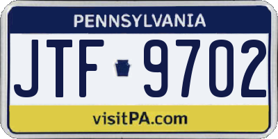 PA license plate JTF9702