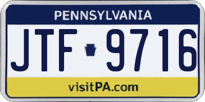 PA license plate JTF9716