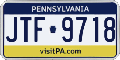 PA license plate JTF9718