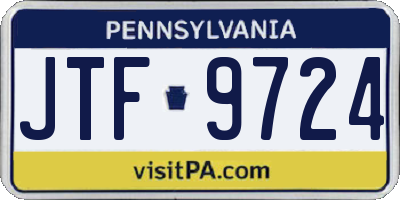 PA license plate JTF9724