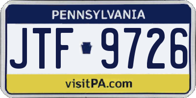 PA license plate JTF9726