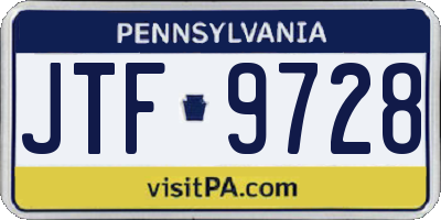 PA license plate JTF9728