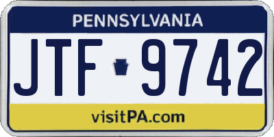 PA license plate JTF9742