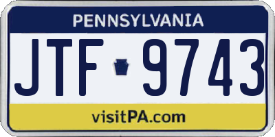 PA license plate JTF9743