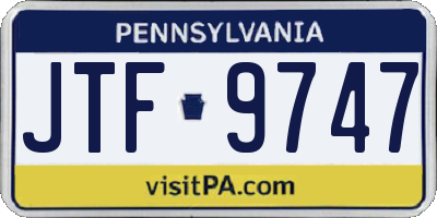 PA license plate JTF9747