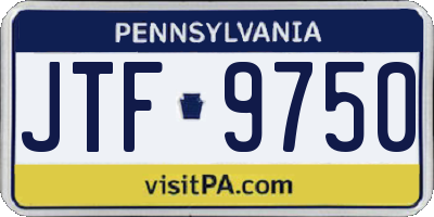 PA license plate JTF9750