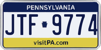 PA license plate JTF9774
