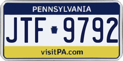 PA license plate JTF9792