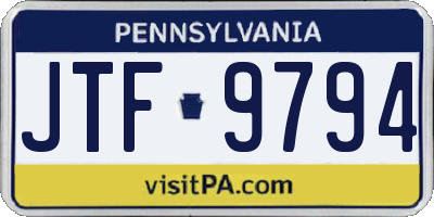 PA license plate JTF9794
