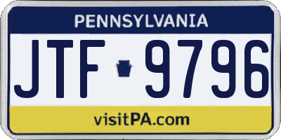 PA license plate JTF9796