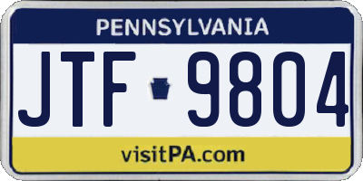 PA license plate JTF9804