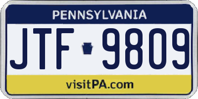 PA license plate JTF9809