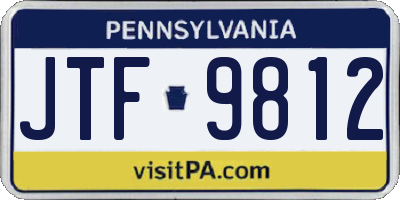 PA license plate JTF9812