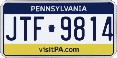 PA license plate JTF9814