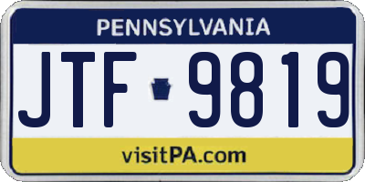 PA license plate JTF9819