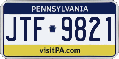 PA license plate JTF9821