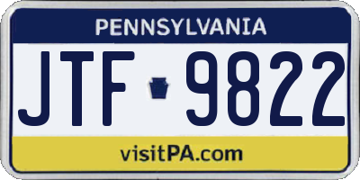 PA license plate JTF9822