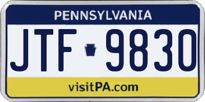 PA license plate JTF9830