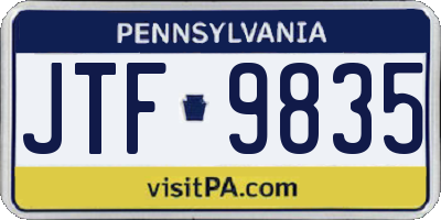 PA license plate JTF9835