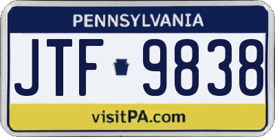 PA license plate JTF9838