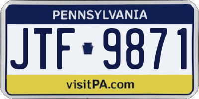 PA license plate JTF9871