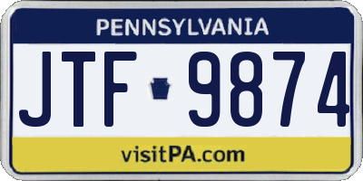PA license plate JTF9874