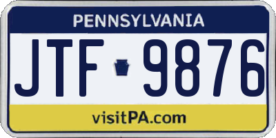 PA license plate JTF9876